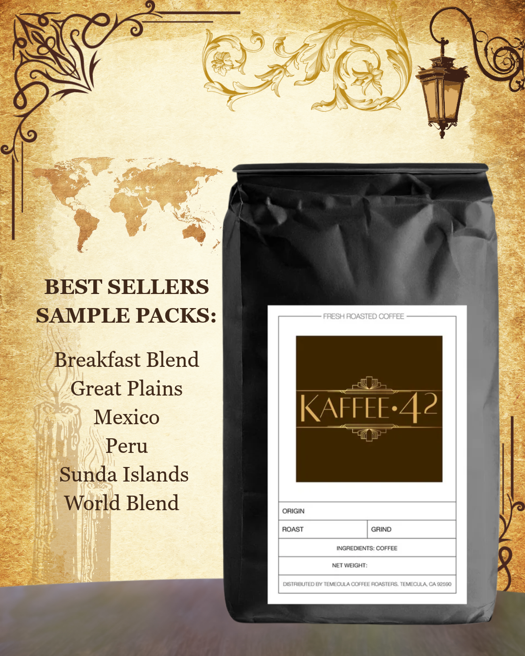 Best Sellers Sample Pack: World Blend, Great Plains, Breakfast, Peru, Mexico, Sunda Islands